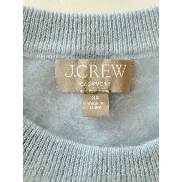 J.Crew Brushed Cashmere Relaxed Crewneck Sweater Striped Blue Ivory Grey Prep XS - Picture 11 of 15